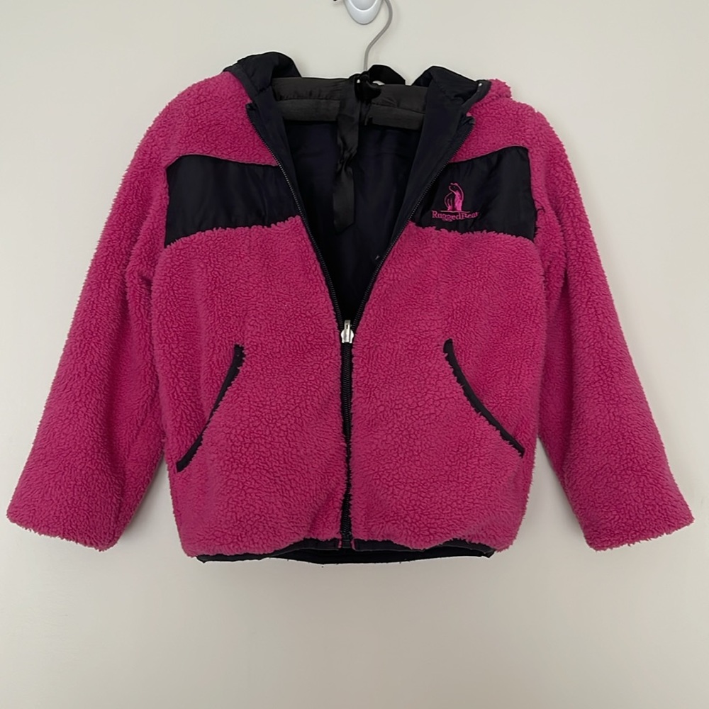 Rugged Bear Reversible Osito Hooded Pink & Black Jacket Kids Girls Size 4